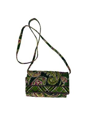 Vera Bradley Trifold Wallet Removable Long Strap Crossbody Green